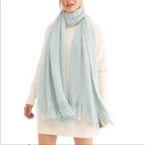 NWT Free People Whisper Fringe Blue Blanket Wrap Scarf